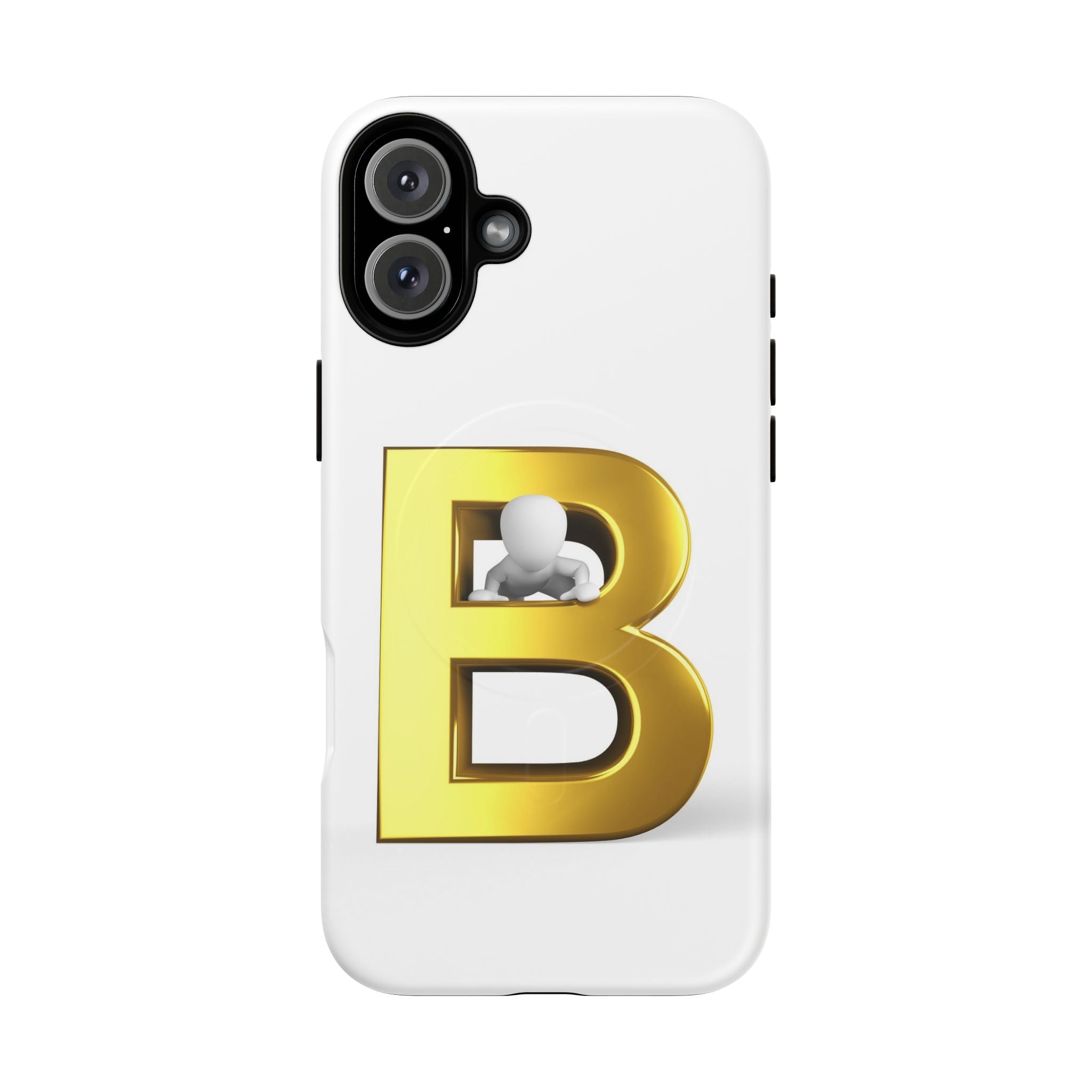 Coque de téléphone 3D Lettre B dorée | Coque magnétique résistante
