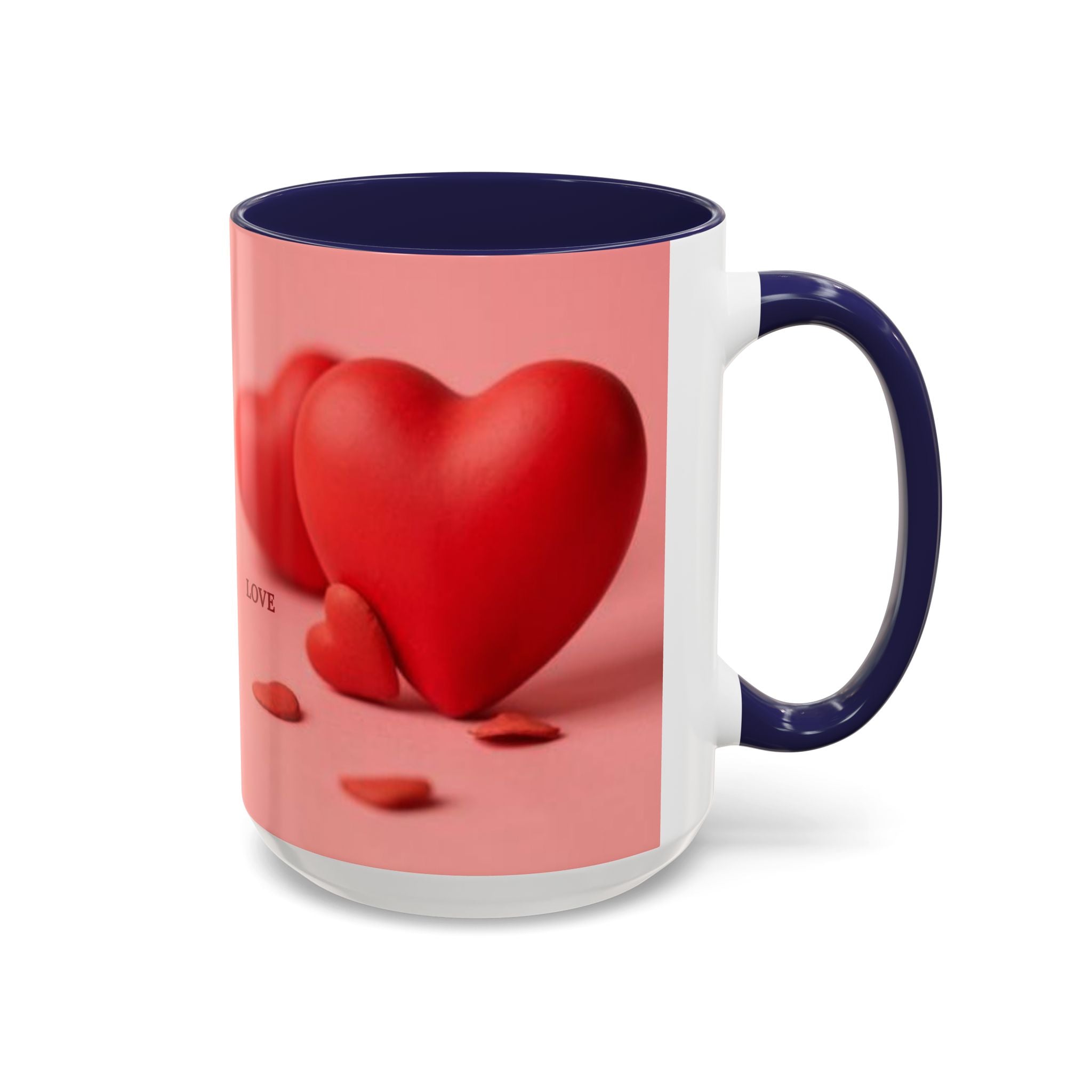 Red Heart Love Design Accent Coffee Mug | Valentine Heart Ceramic Mug