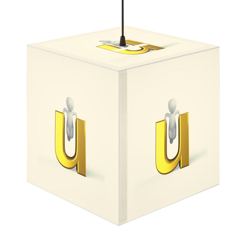 Lampe cube lumineuse 3D en or avec la lettre U | Suspension initiale monogramme