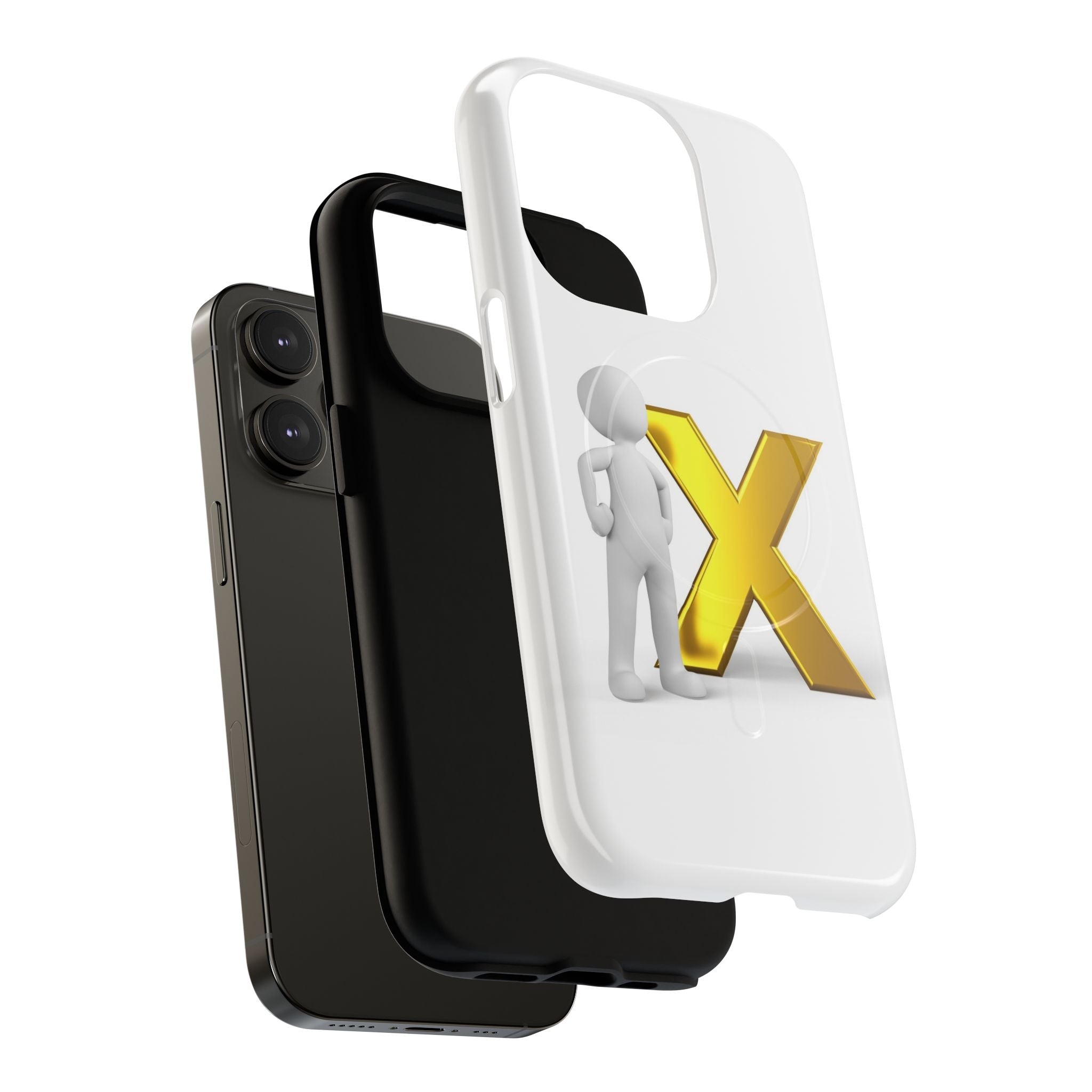 Gold X with 3D Figure iPhone Case | Tough Magnetic Case