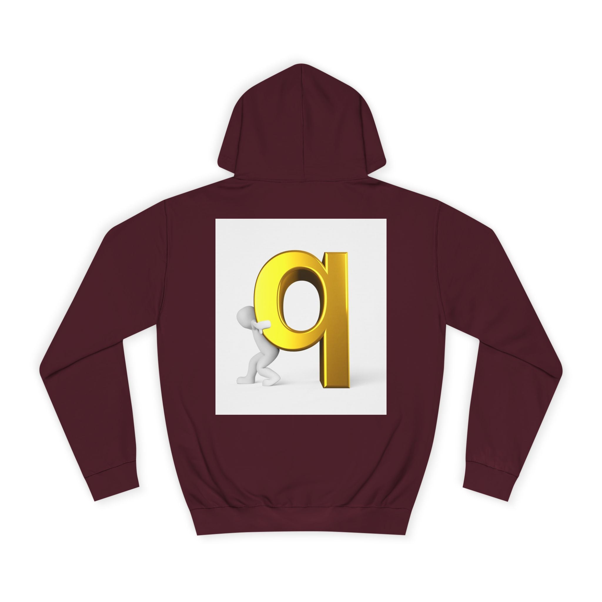 Gold Letter Q Hoodie | 3D Figure Pushing Q Graphic