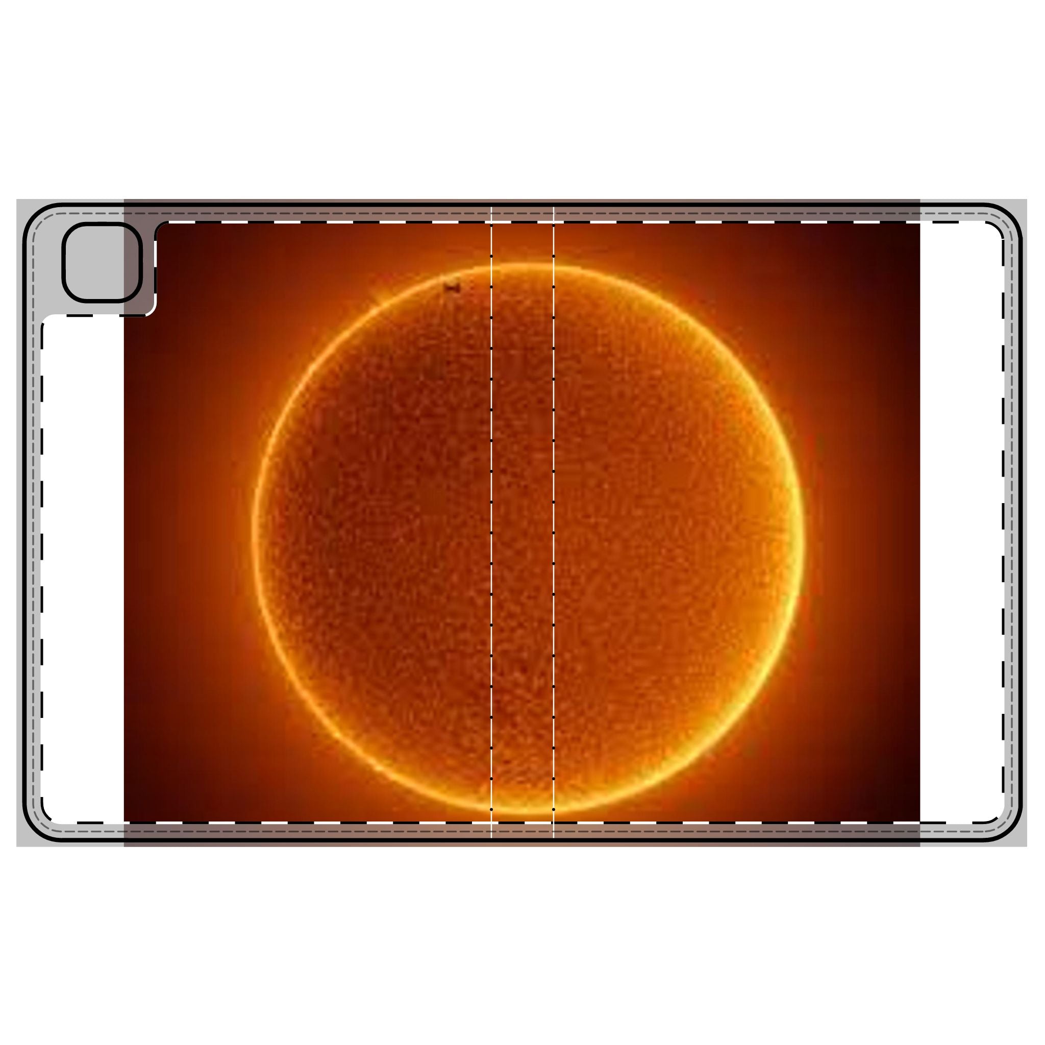 Étui Folio pour Tablette avec Illustration de Soleil et d'Éruption Solaire | Motif Étoile Dorée