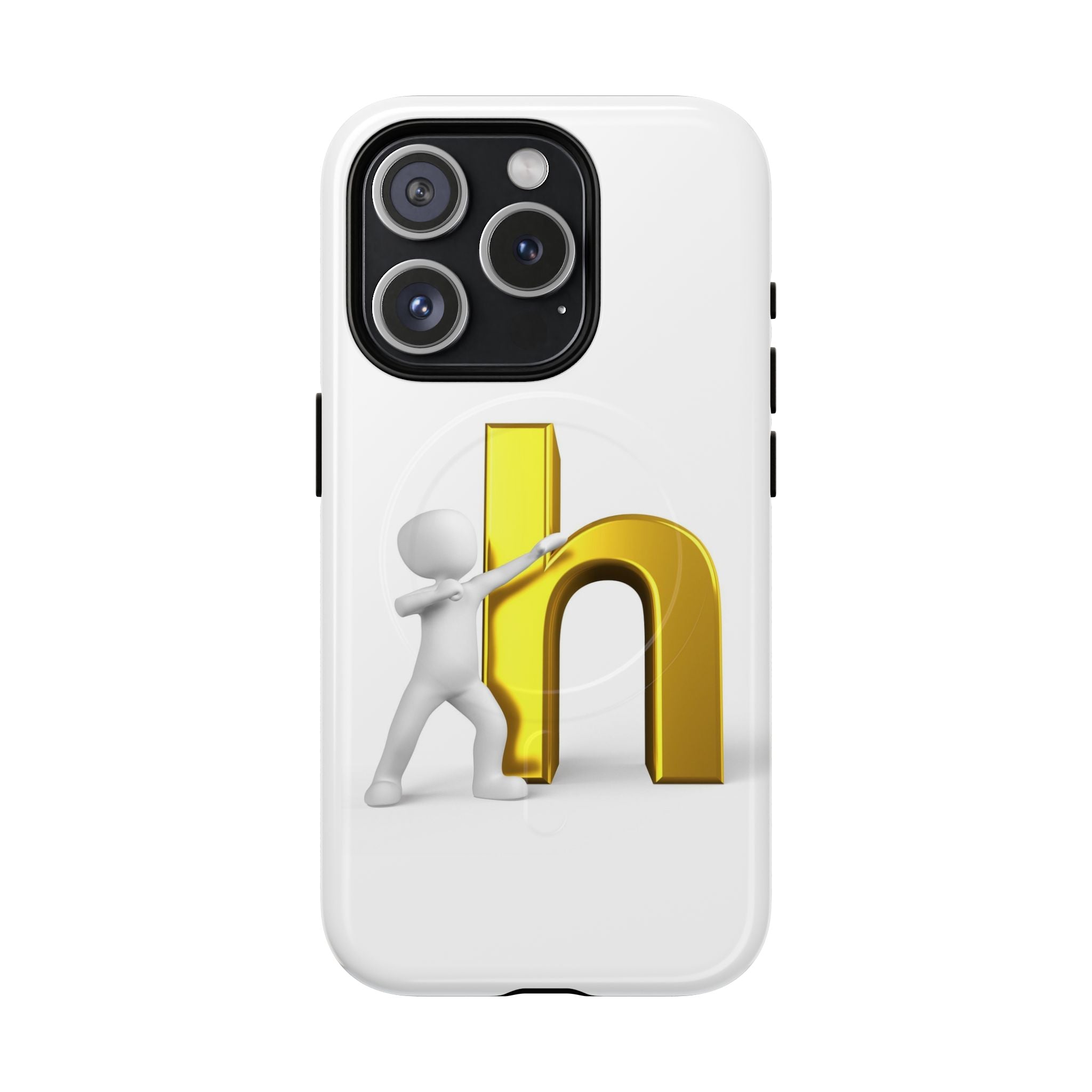 Coque de téléphone 3D avec lettre H dorée poussée | Coque magnétique robuste