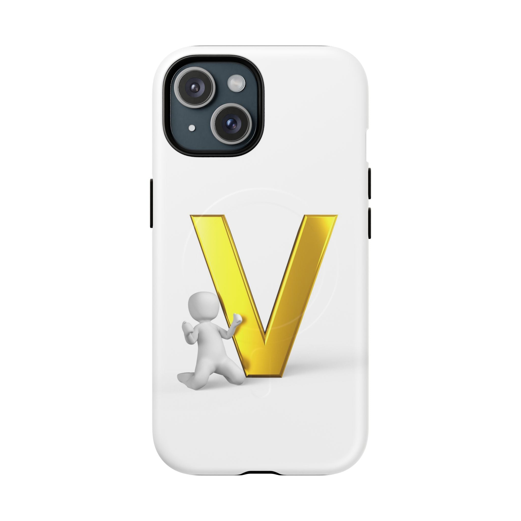 Coque de téléphone à monogramme lettre V dorée | Coque magnétique résistante