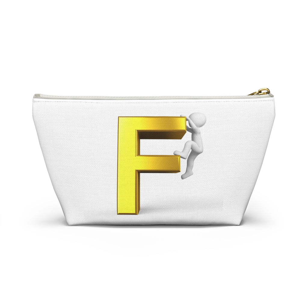 Gold Letter F Climber Accessory Pouch | Monogram Initial Makeup Bag