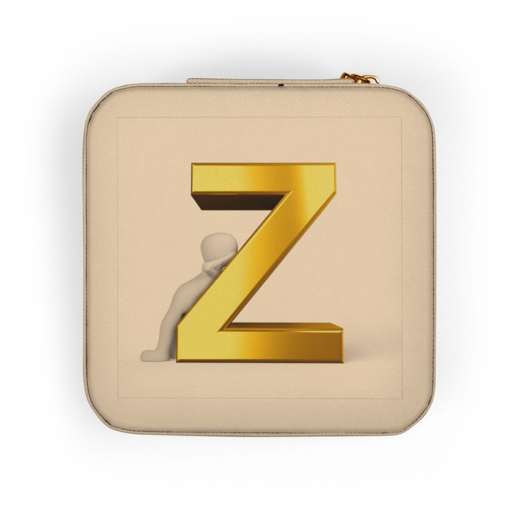 Gold Monogram Z Jewelry Travel Case | Compact Travel Jewelry Organizer