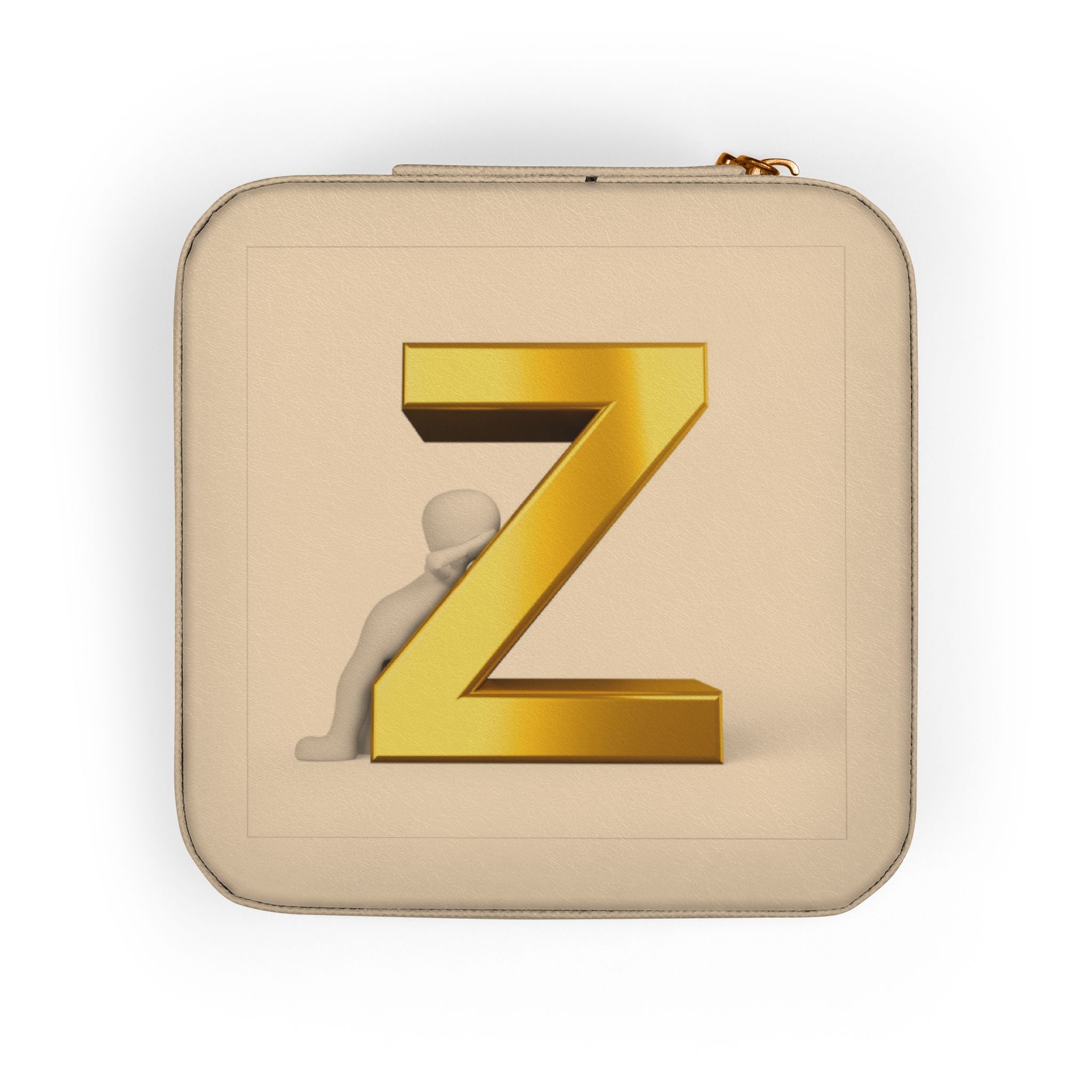 Gold Monogram Z Jewelry Travel Case | Compact Travel Jewelry Organizer