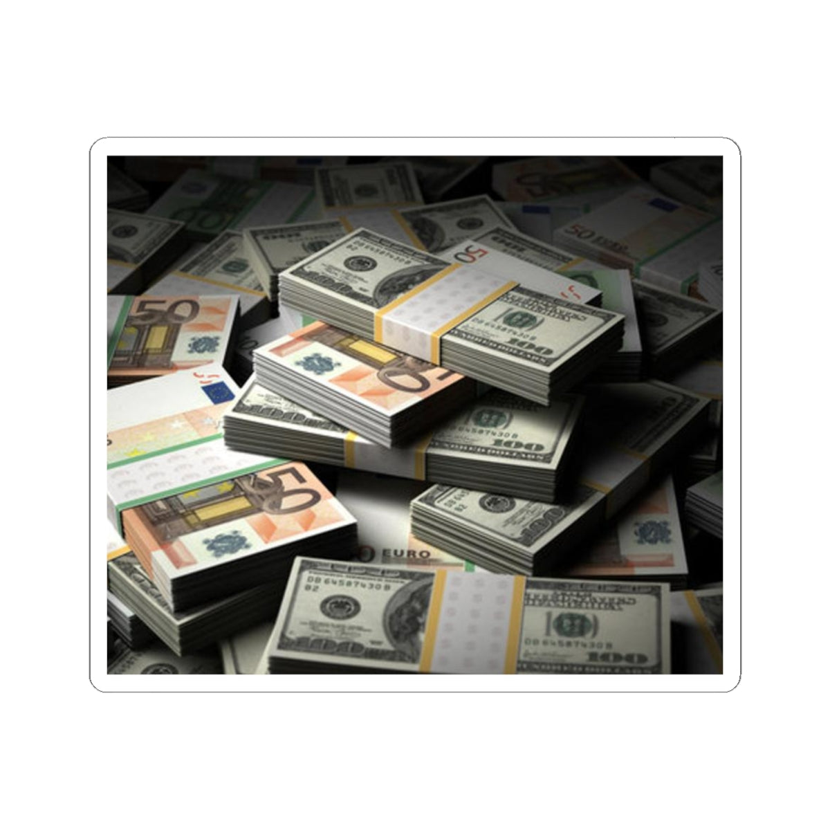 Autocollant Piles de Billets | Autocollant Découpé à la Forme, Billet Dollar Euro