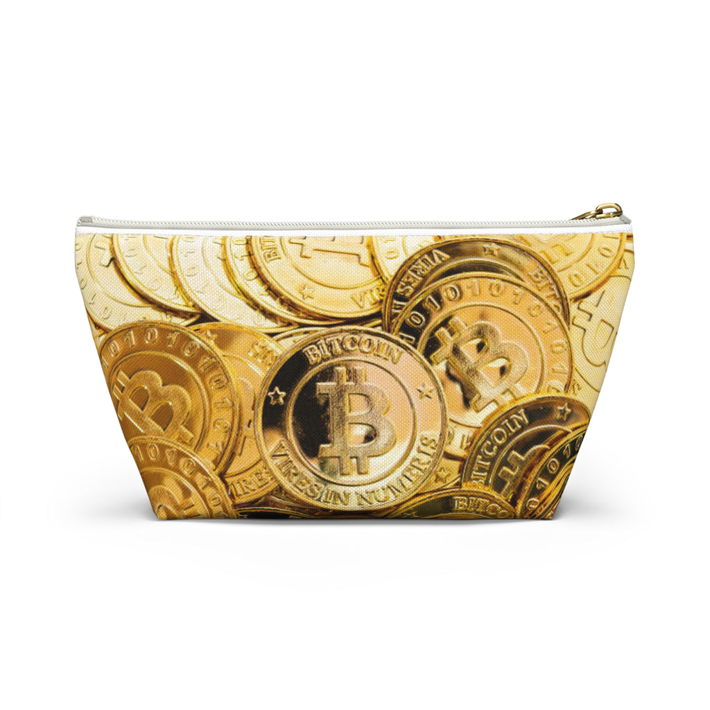 Bitcoin Coin Print Accessory Pouch | T Bottom Cosmetic Bag