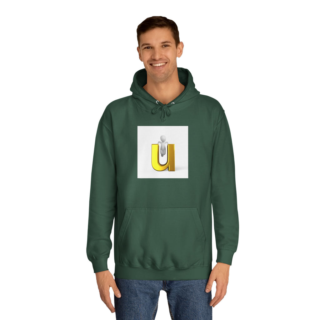 3D Gold Letter U Hoodie | Minimal Initial Sweatshirt