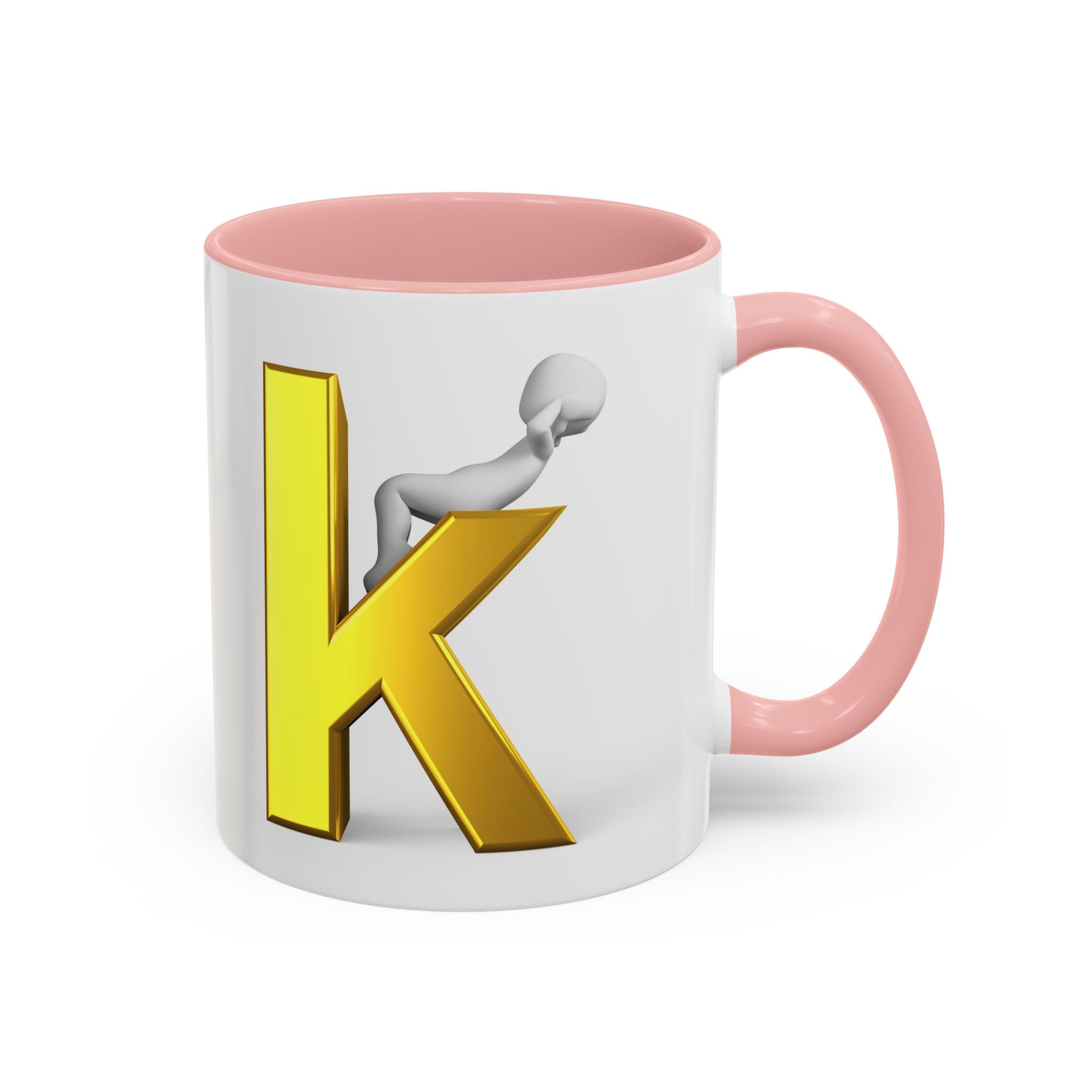 Tasse à café avec lettre K dorée | Tasse à anse colorée 325 ml ou 443 ml