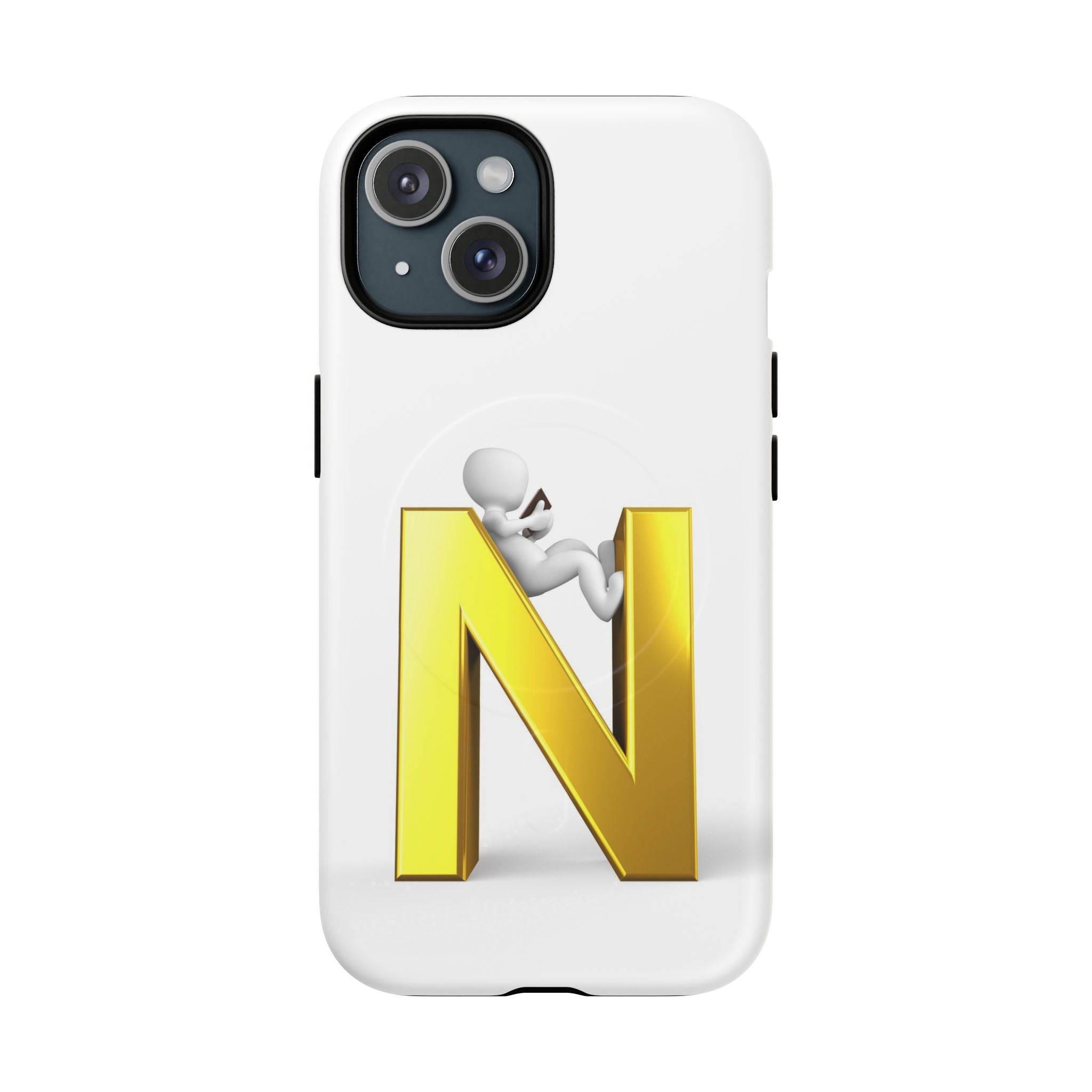 Coque de téléphone en or, lettre N, figure 3D | Coque magnétique robuste