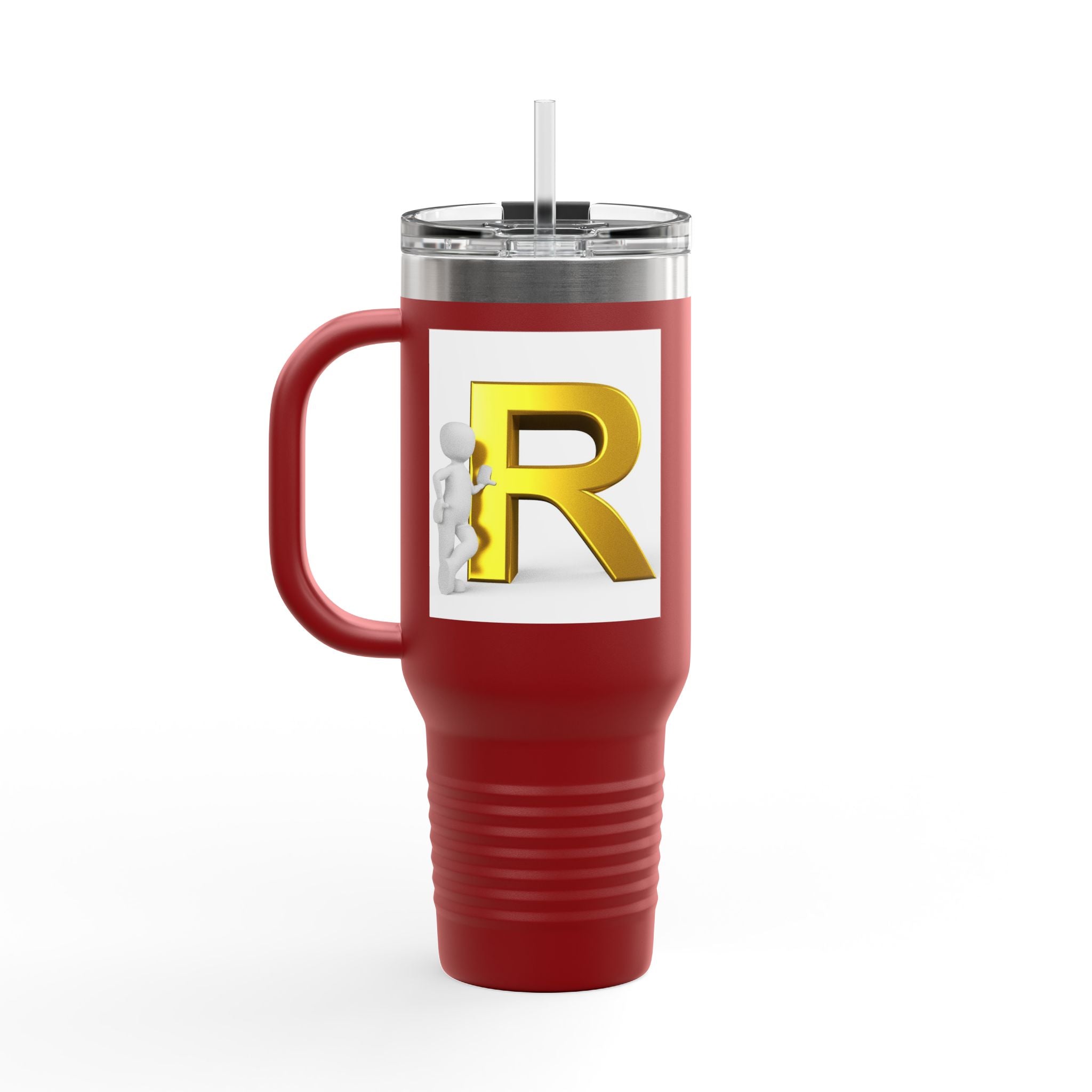 Gold 3D Letter R Initial Insulated Travel Mug | 40oz