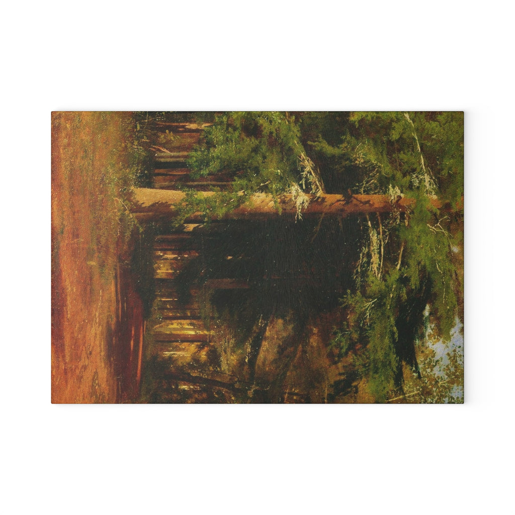 Forest Path Painting Glass Cutting Board | Woodland Landscape Art