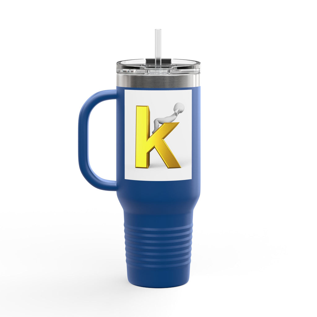 Yellow 3D Letter K Initial Travel Mug | 40oz Insulated Tumbler