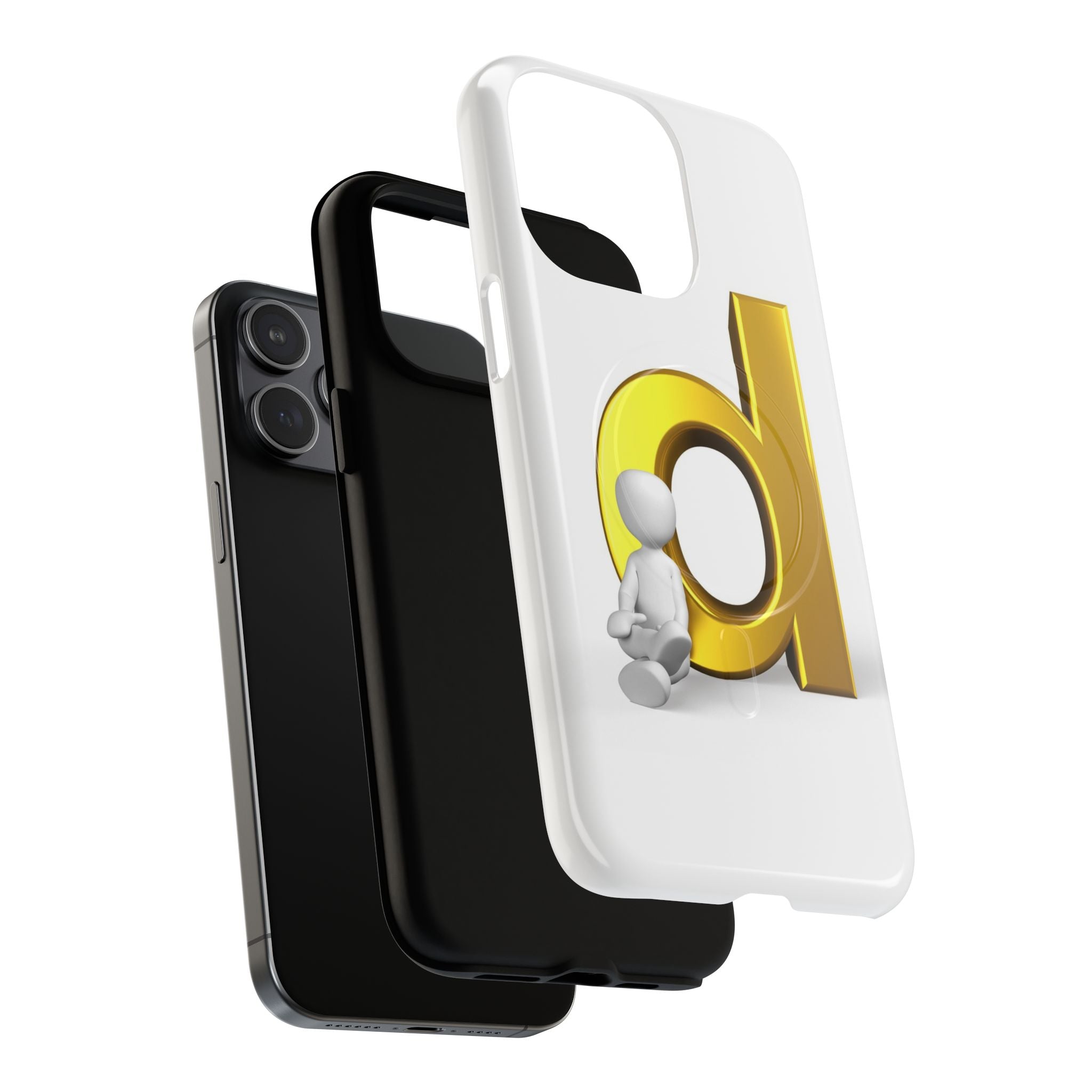 Gold Letter D with Sitting Character phone case | Magnetic Case