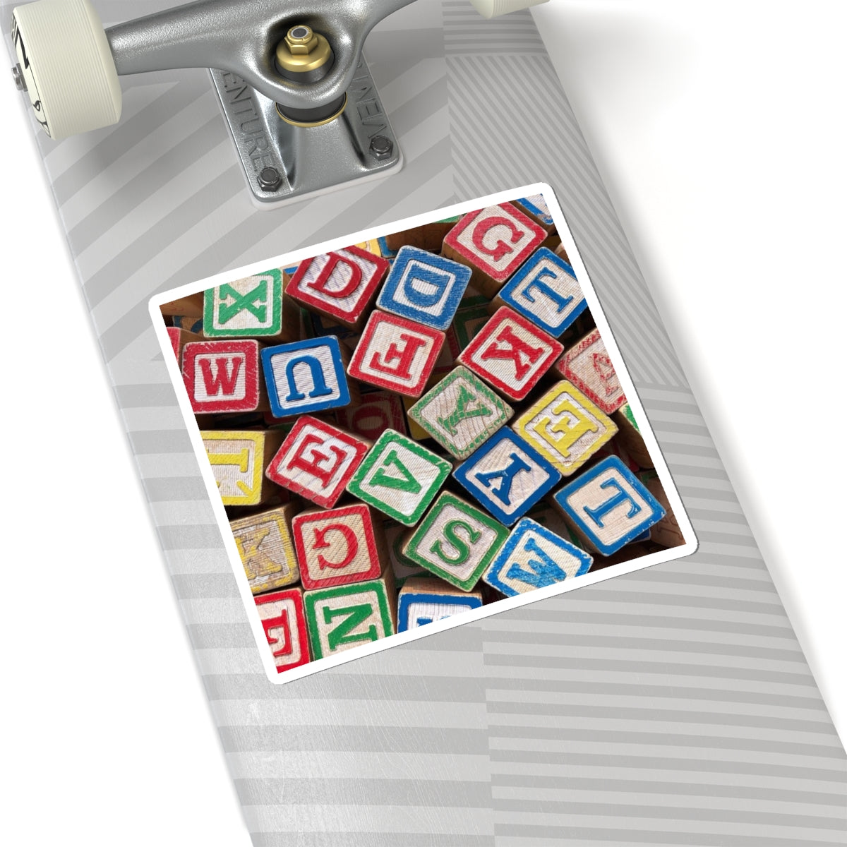 Alphabet Block Pattern Kiss-Cut Stickers | Retro Wooden Toy Letter Decal