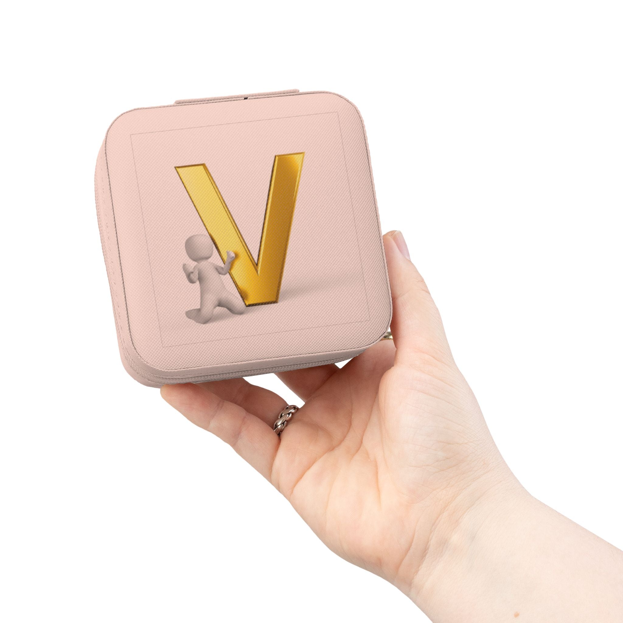 Boîte à Bijoux de Voyage Monogramme V Or | Organisateur Carré Compact
