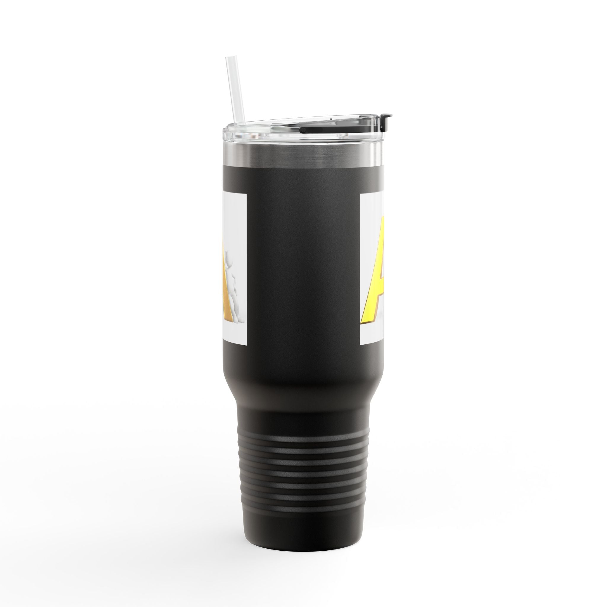 Mug de voyage initial en forme de lettre A en 3D jaune | Gobelet isotherme de 40 oz