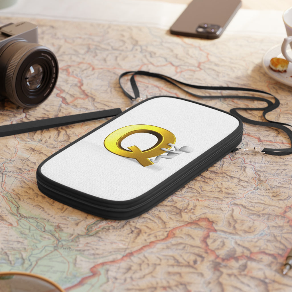 Gold Letter Q Climbing Figure Passport Wallet | Monogram Initial Travel Pouch