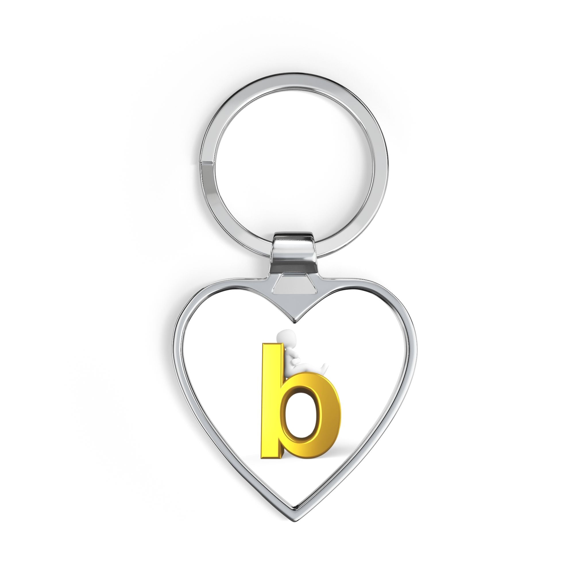 Yellow Letter B Heart Keychain | Initial Monogram Keyring