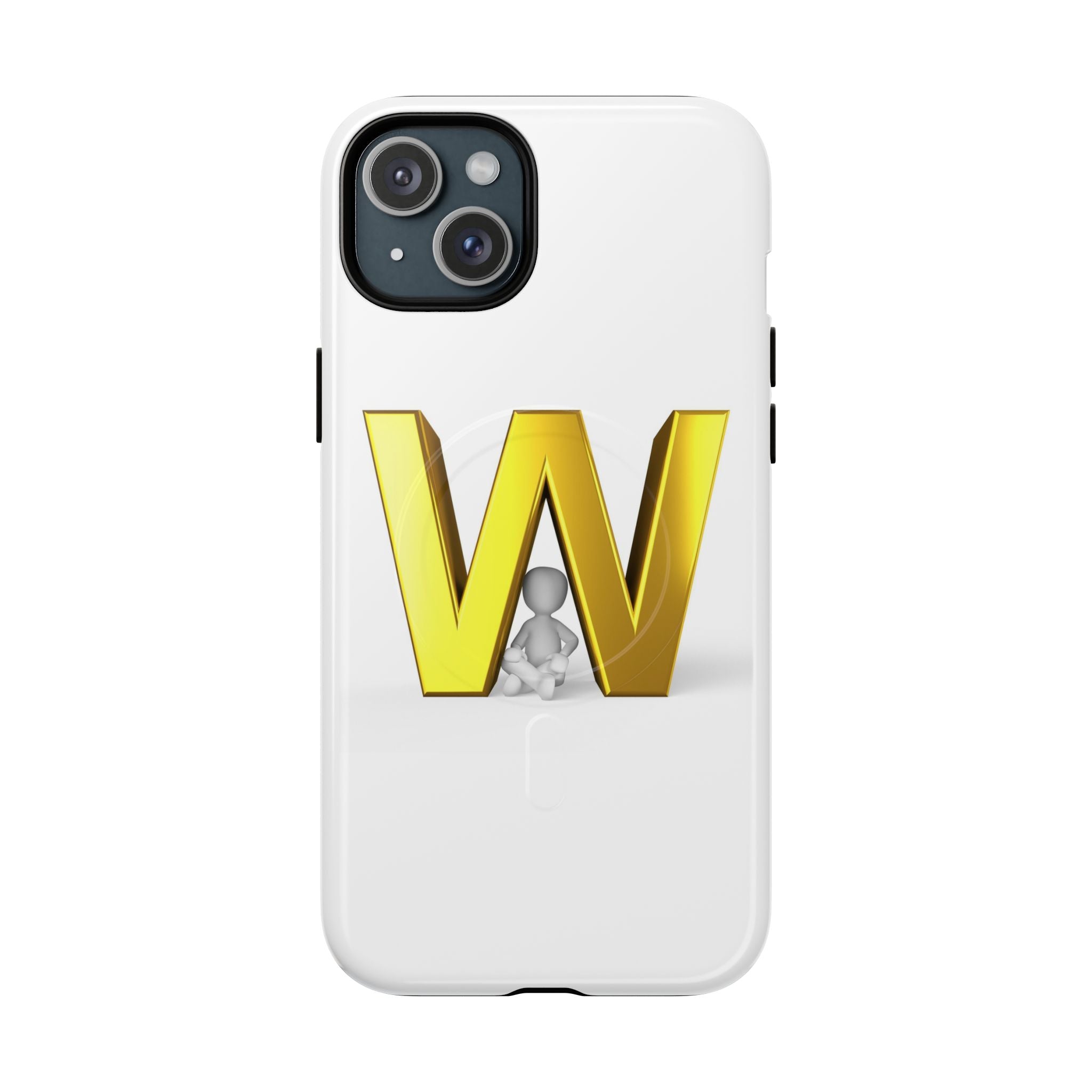 Coque de téléphone à monogramme lettre W or | Coque magnétique résistante