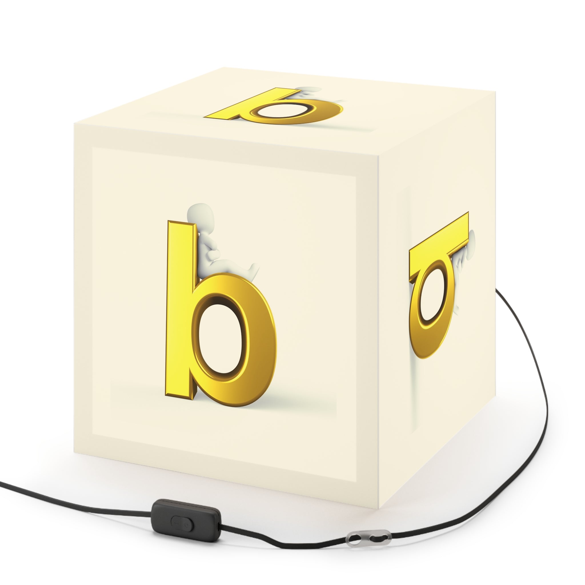 Gold Letter B Light Cube Lamp | Alphabet Nursery Night Light