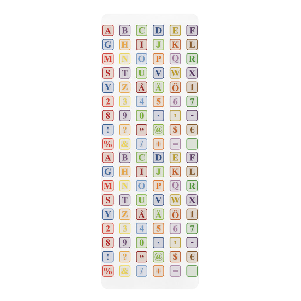 Alphabet and Symbols Pattern Rubber Yoga Mat | Color Block Letters & Numbers