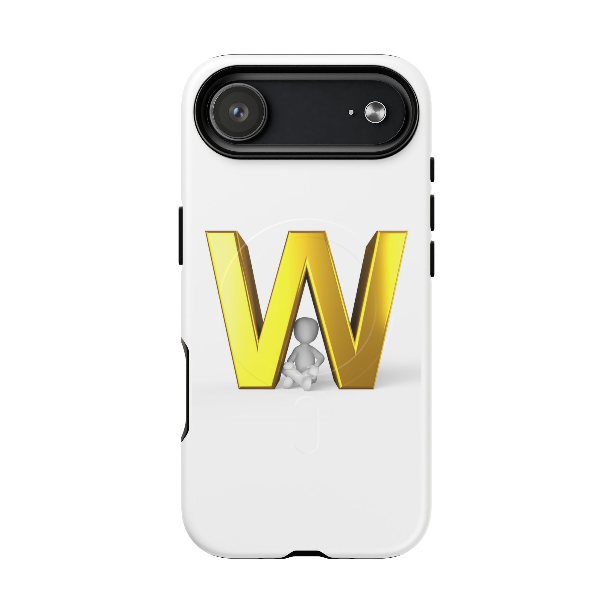 Coque de téléphone à monogramme lettre W or | Coque magnétique résistante