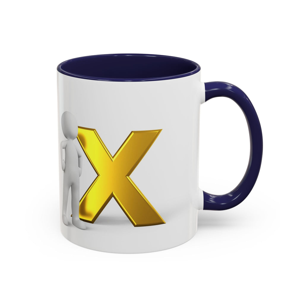 3D Gold X with Figure Mug | Accent Coffee Mug