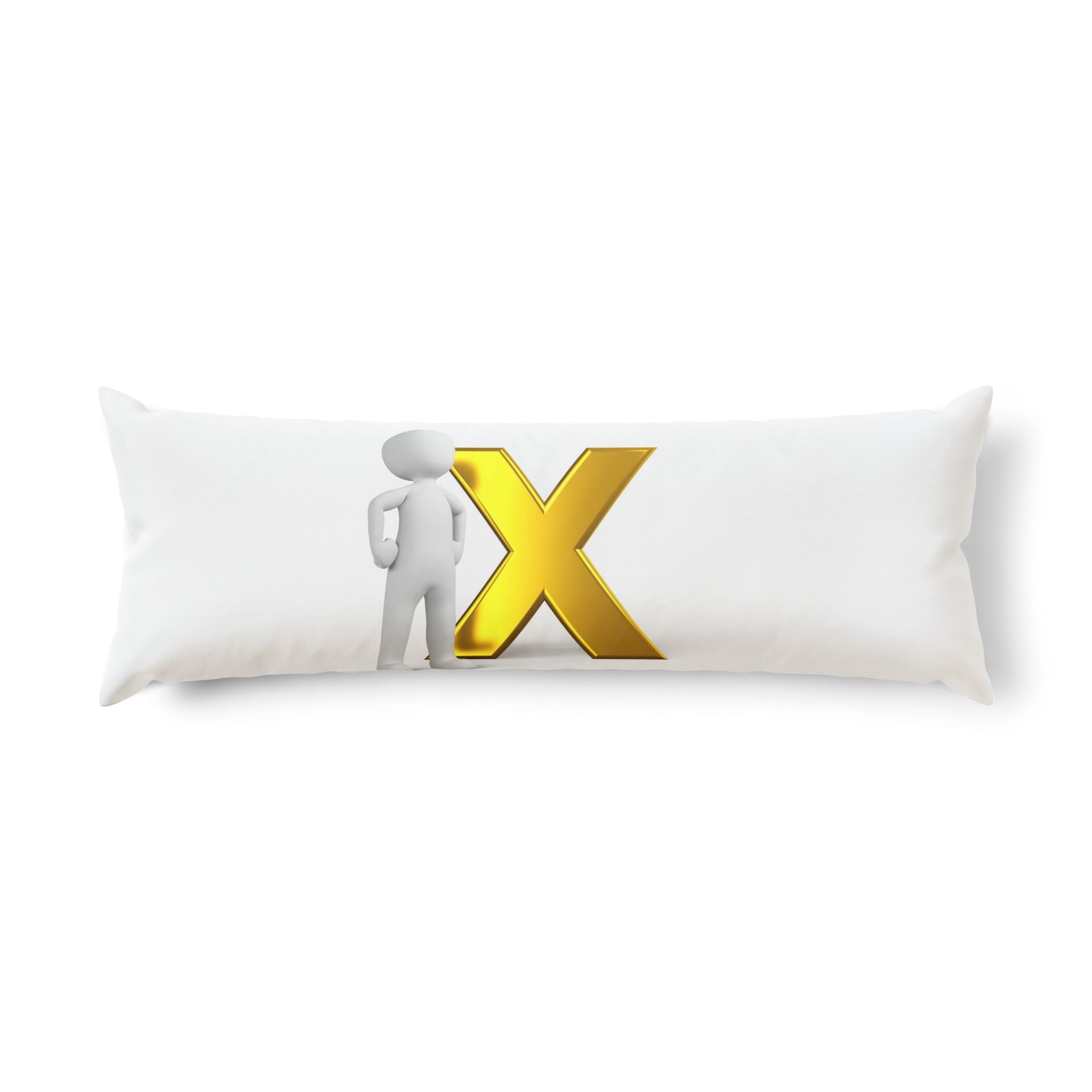 3D Character with Gold X Body Pillow | Letter X Decorative Pillow