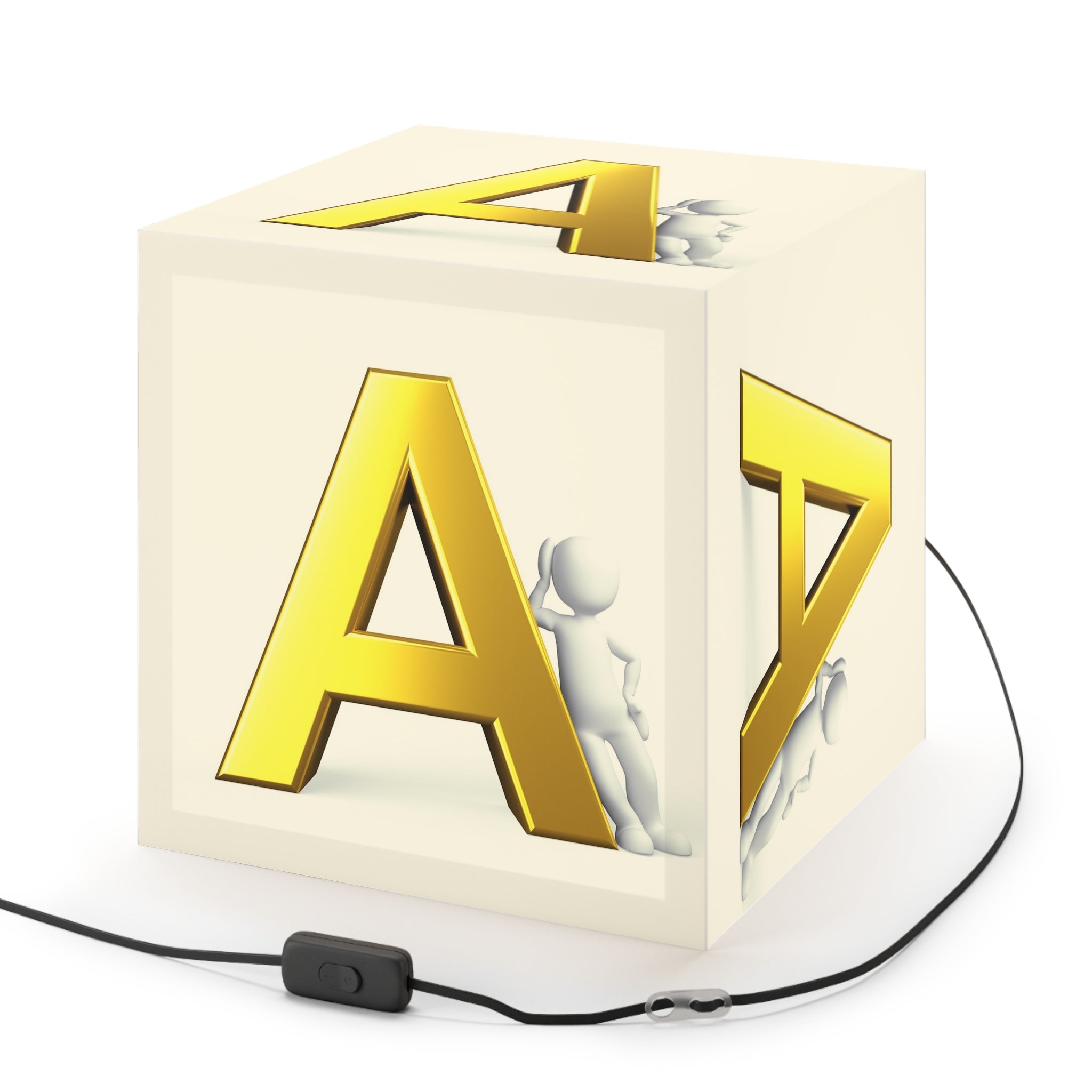 Gold Letter A Cube Light Lamp | Alphabet Initial Nursery Decor