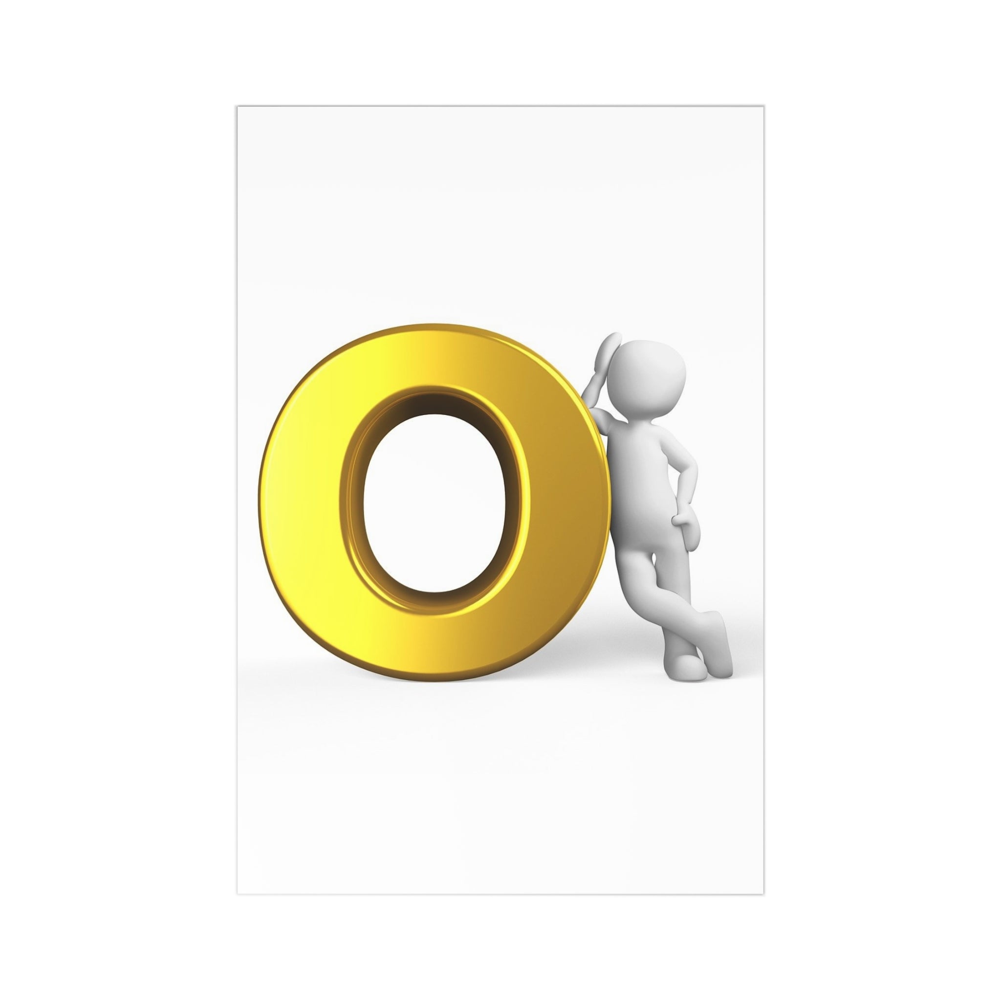 Gold Letter O Figure Postcards | Set of 7, Blank Backnote Cards