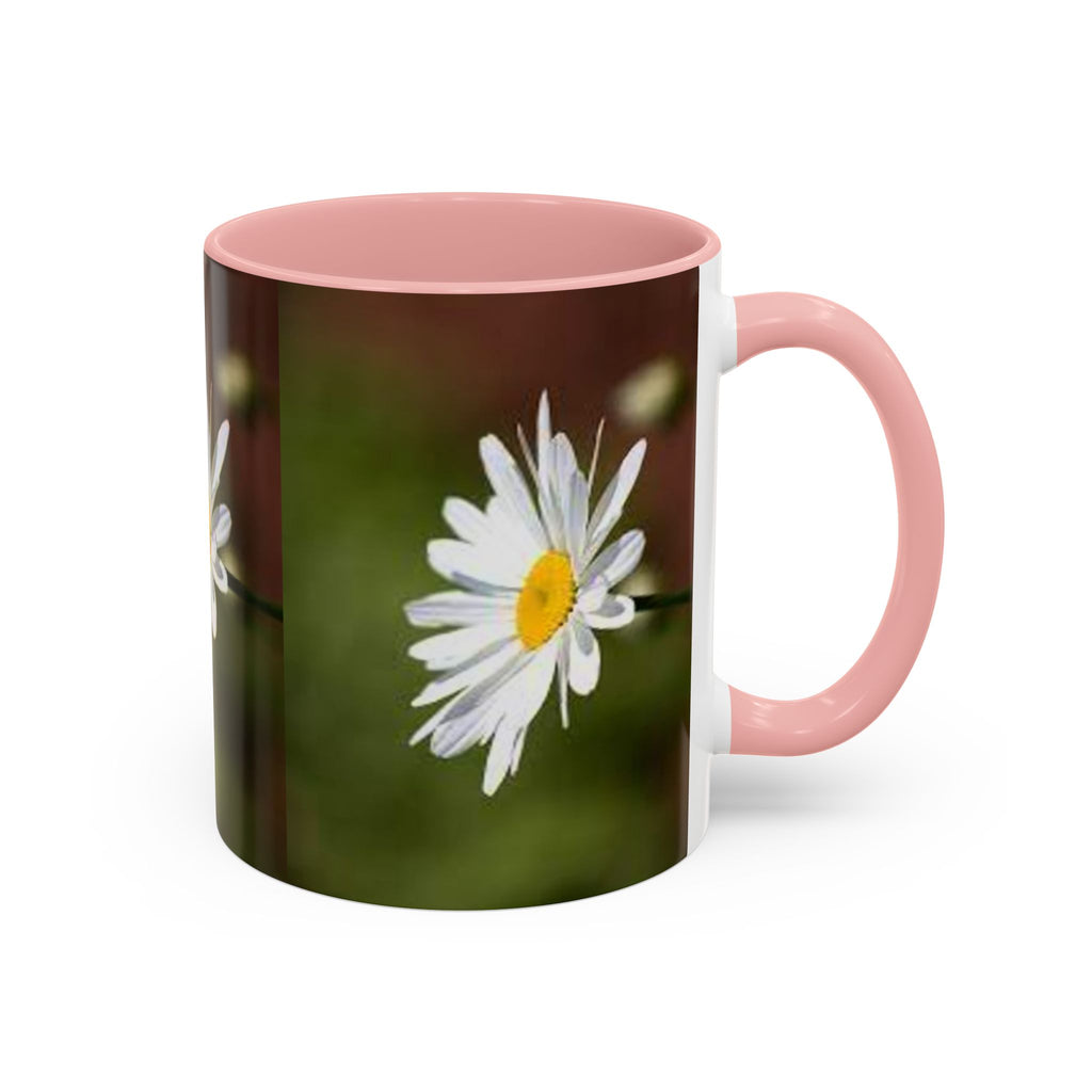 White Daisy Floral Accent Mug | 11oz or 15oz Ceramic