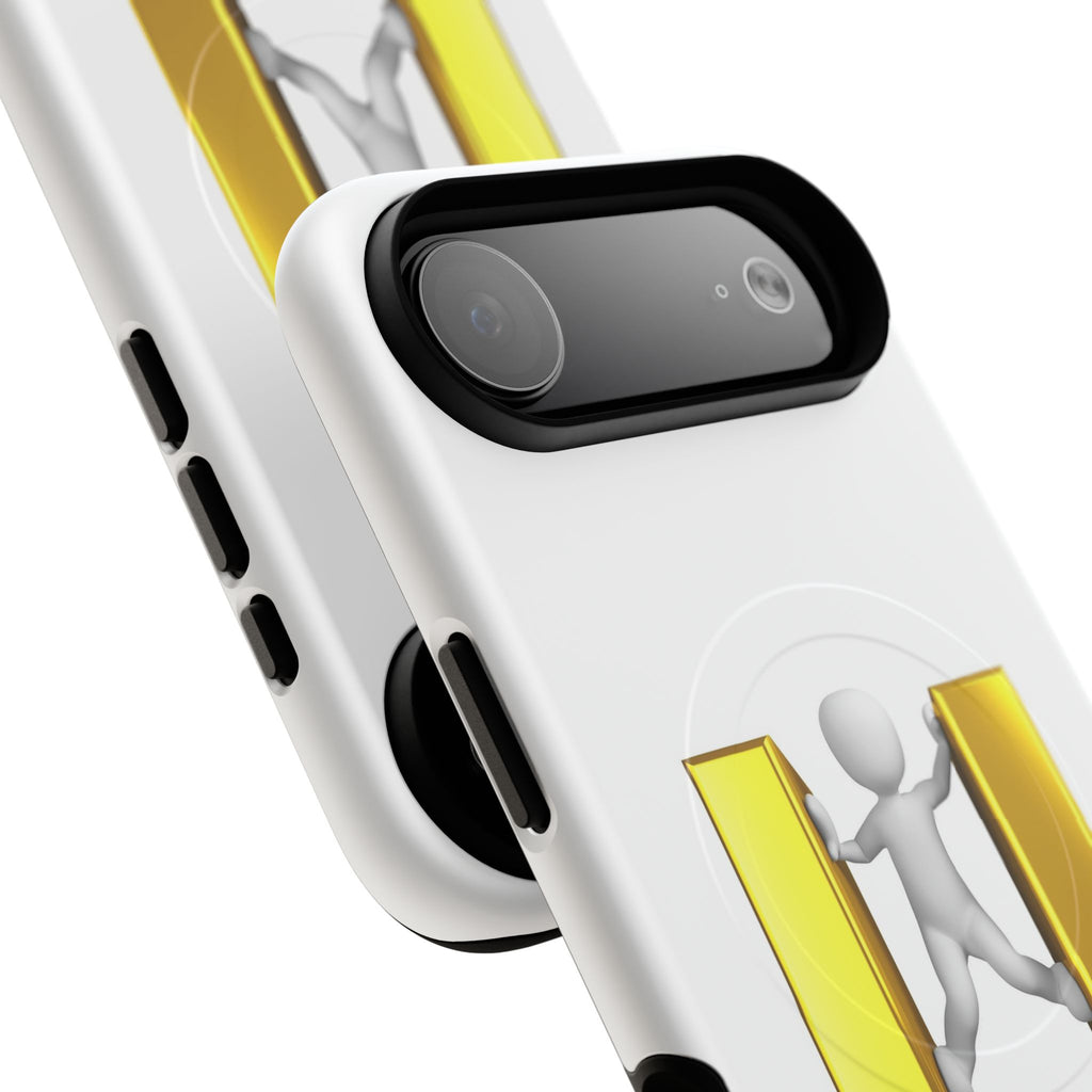 3D Gold U Letter with Stick Figure phone case | Tough Magnetic Case