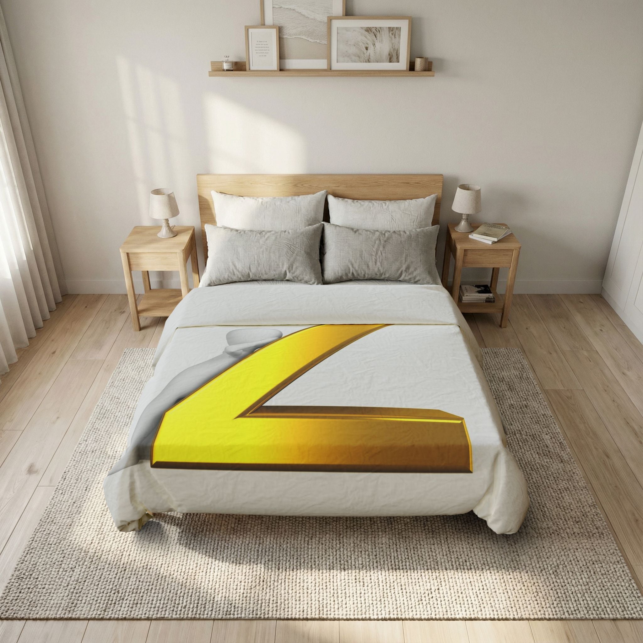 Gold Letter Z Duvet Cover | Monogram Initial Bedding
