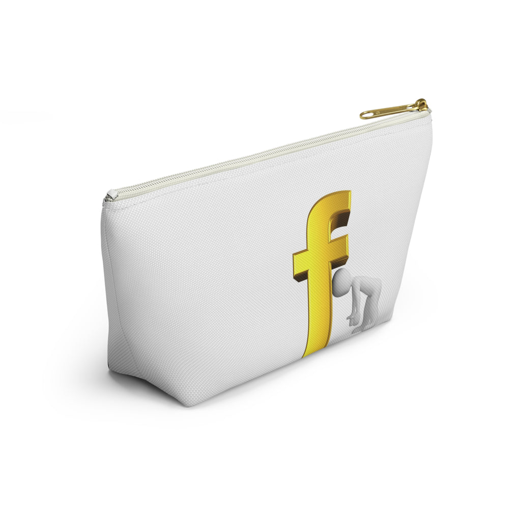 Gold Letter F with Figure Accessory Pouch | Monogram Cosmetic Bag