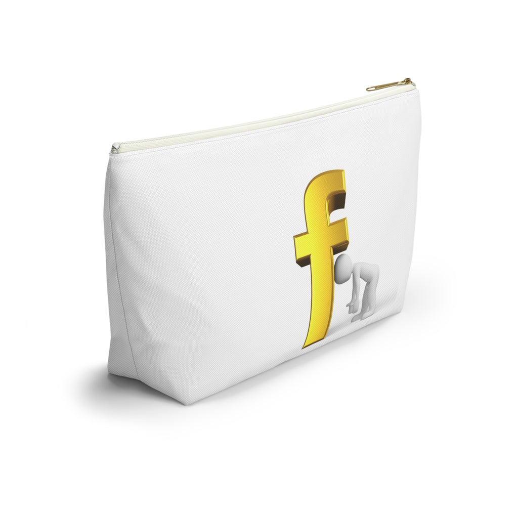 Gold Letter F with Figure Accessory Pouch | Monogram Cosmetic Bag