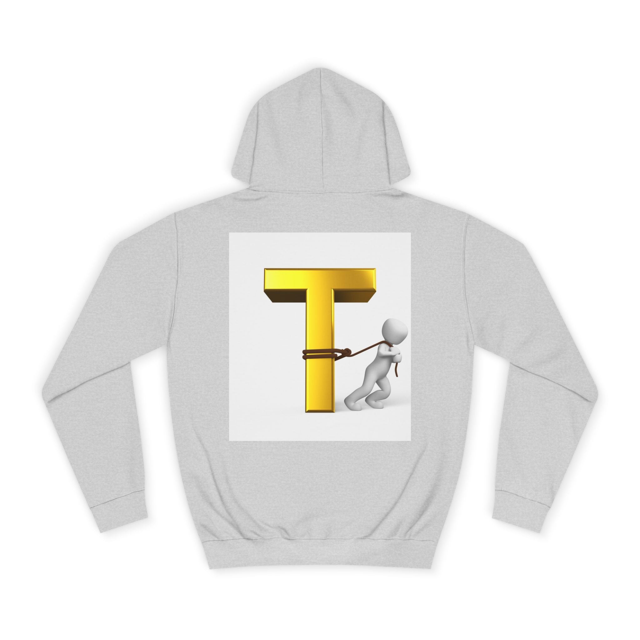 Letter T Mascot Pulling Block T Hoodie | Monogram Initial T Sweatshirt