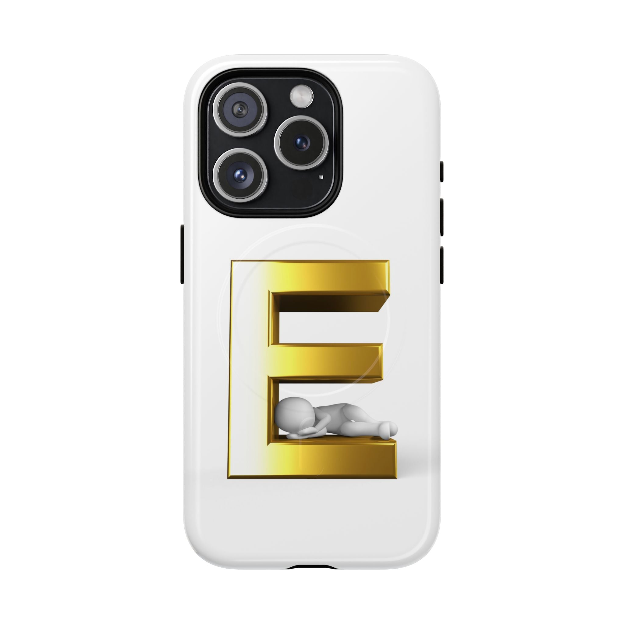 Coque de téléphone Monogramme Lettre E Dorée | Coque Magnétique Renforcée