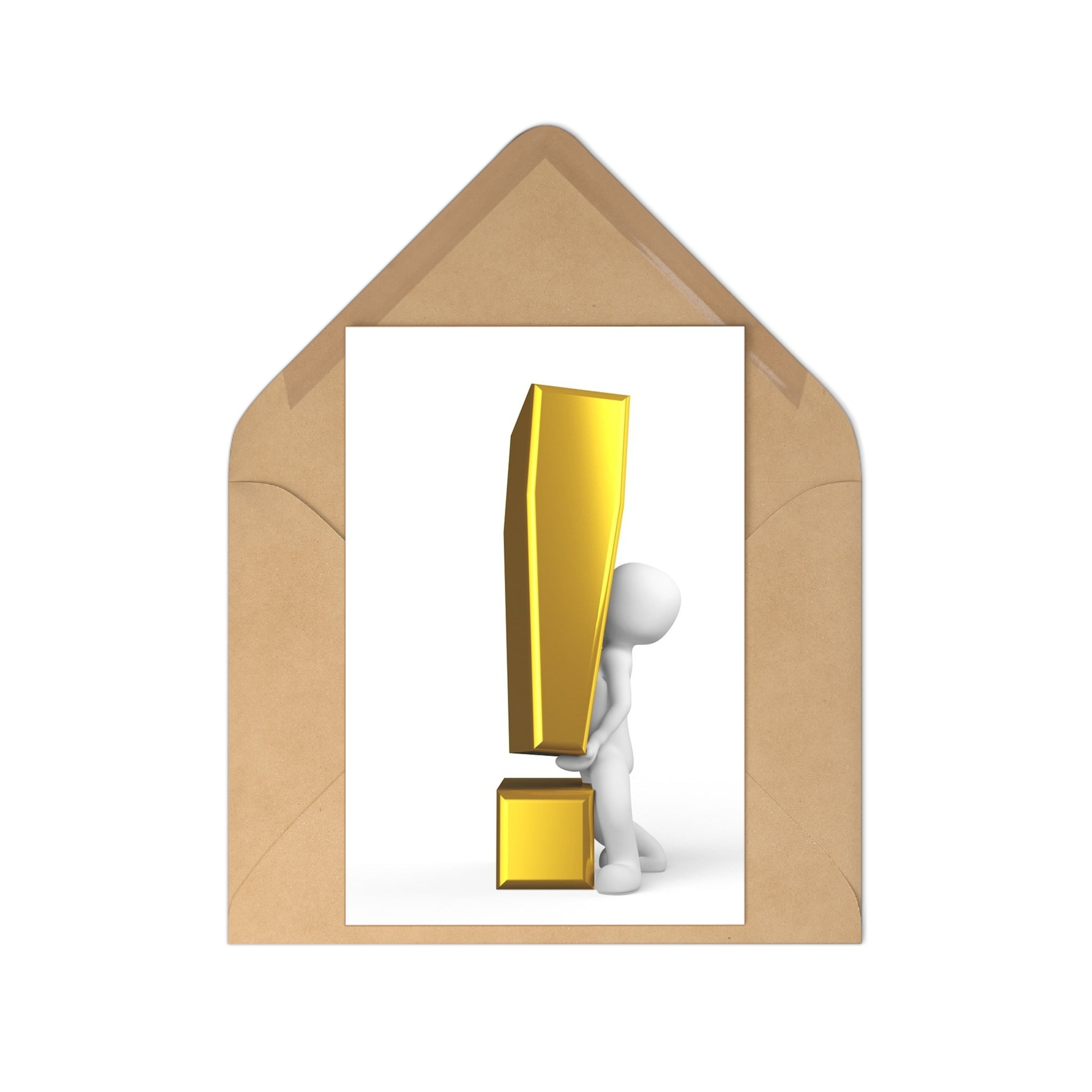 3D Person with Gold Exclamation Mark Postcards | 7 pcs
