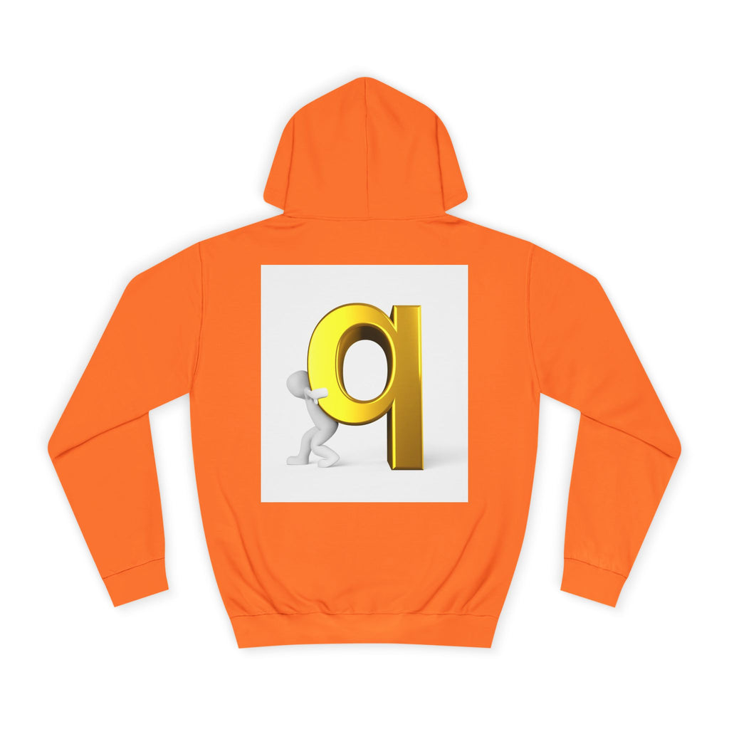 Gold Letter Q Hoodie | 3D Figure Pushing Q Graphic