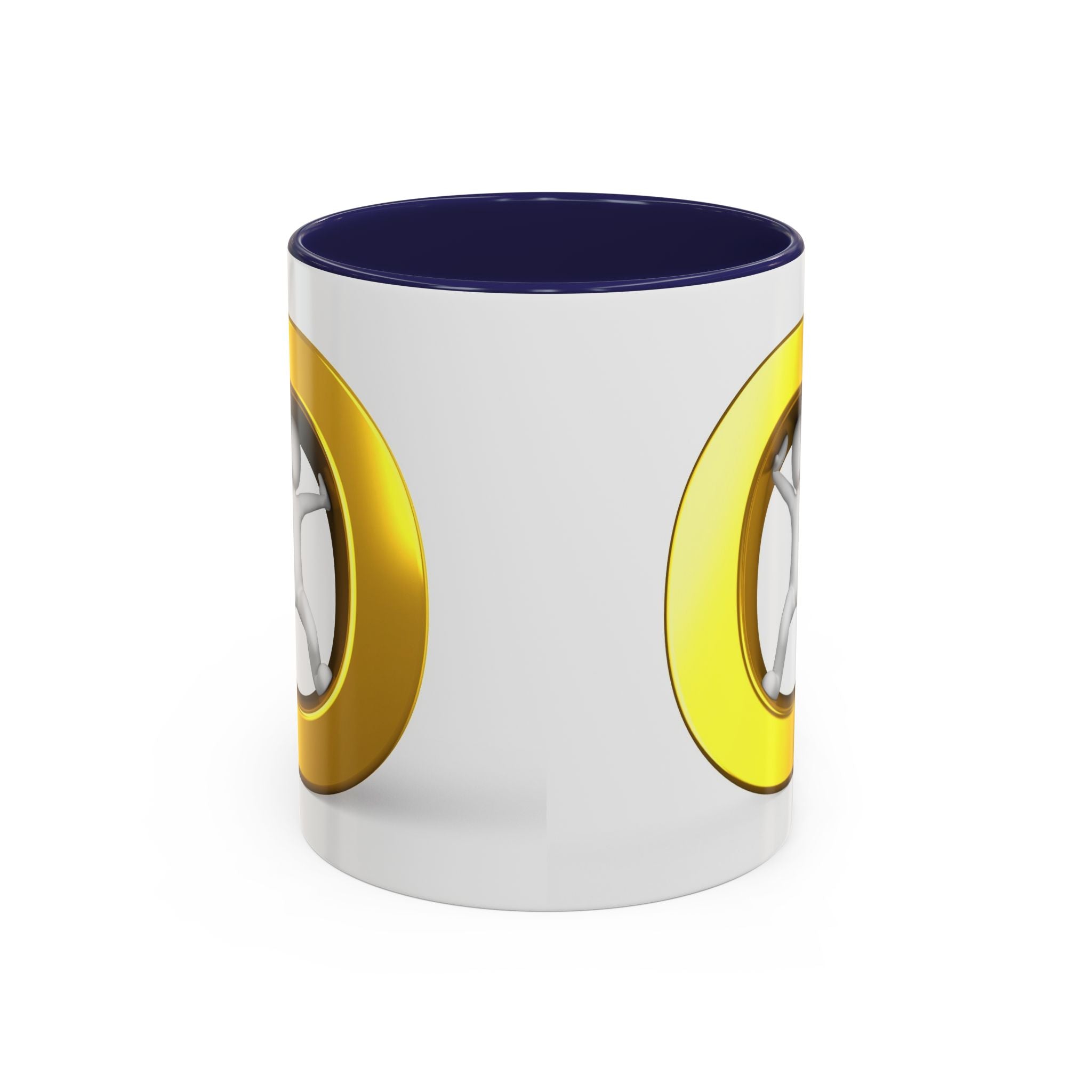 Mug en céramique avec bonhomme allumette à l'intérieur de la lettre O dorée | Tasse à café bicolore 325ml 440ml