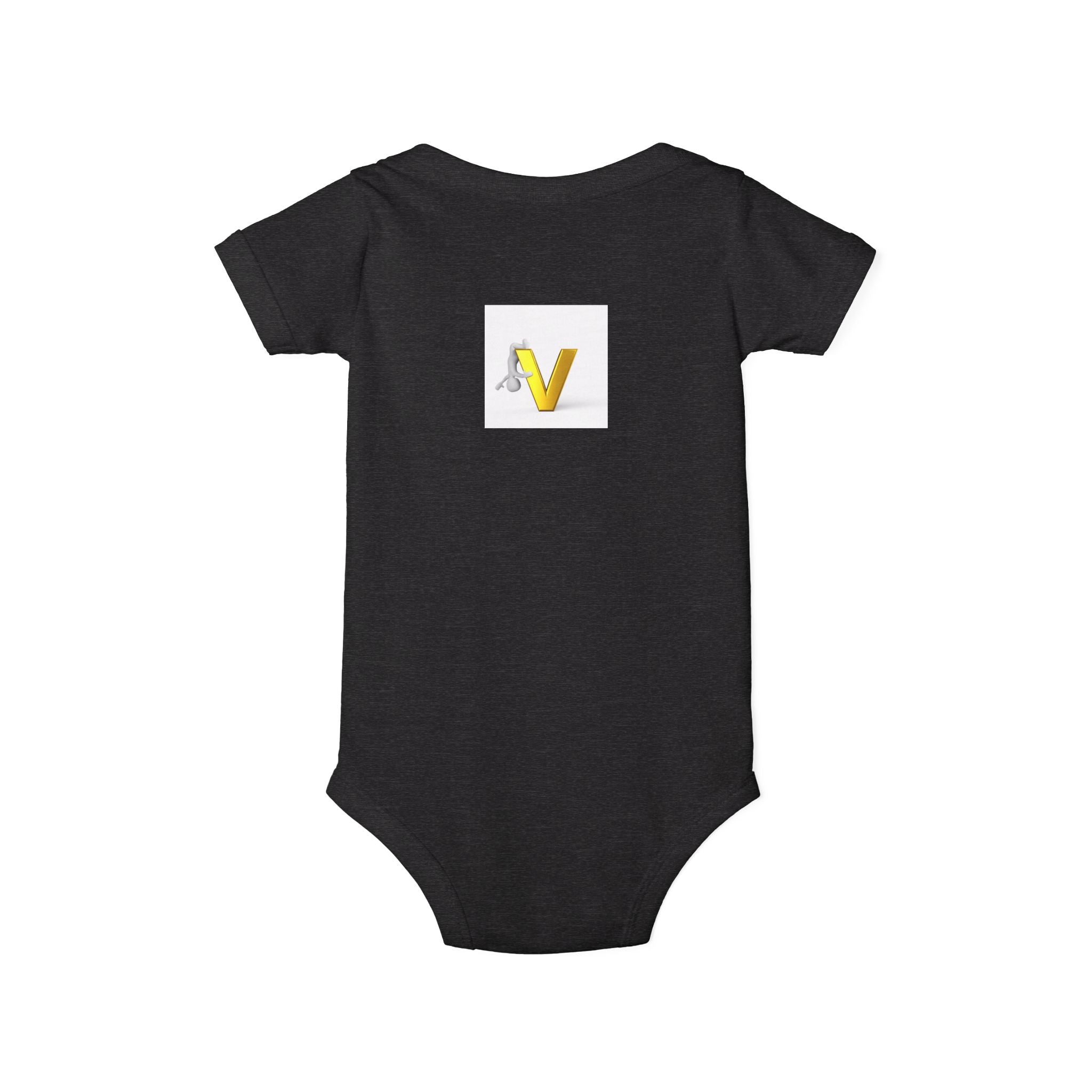Letter V Baby Onesie | Gold Monogram Infant Bodysuit