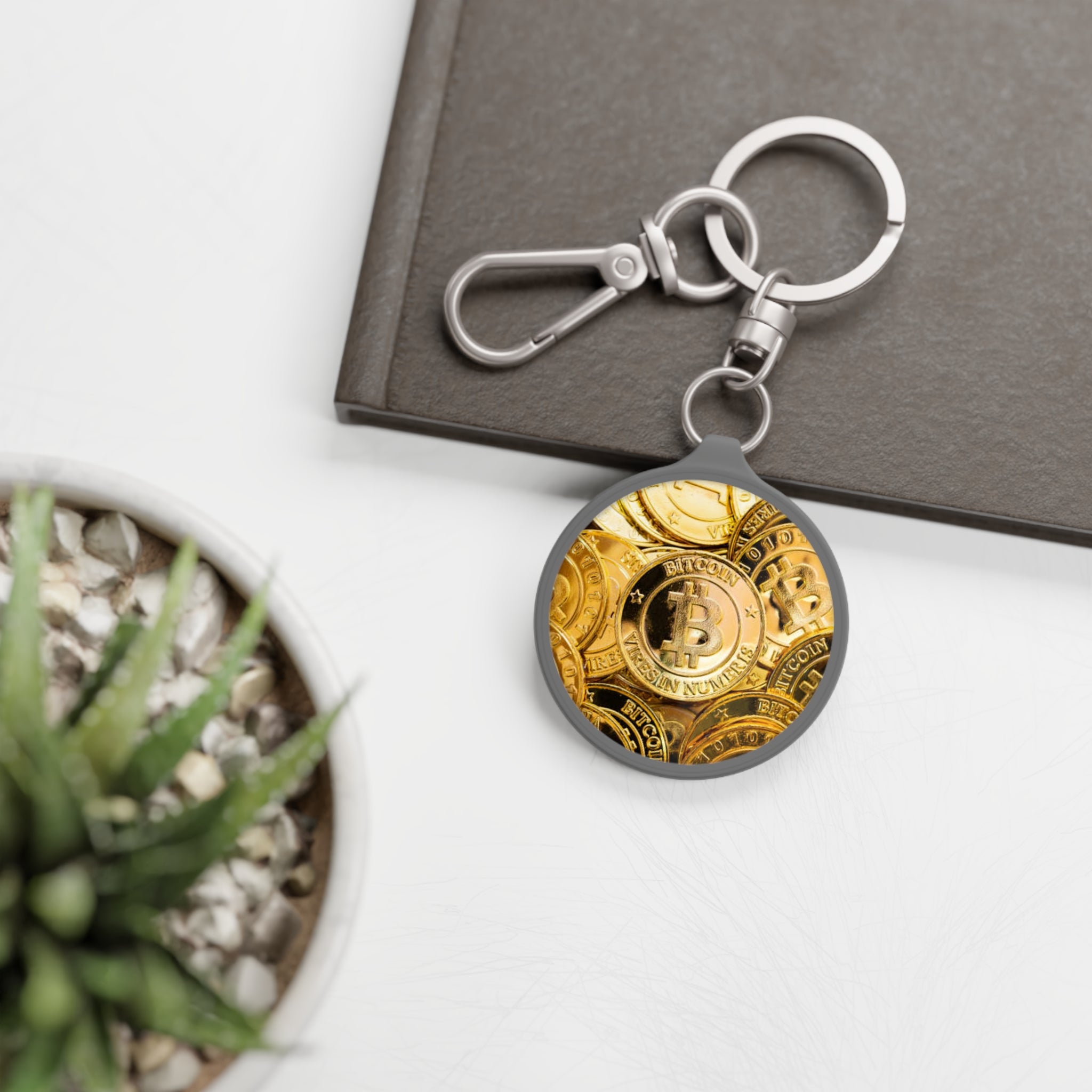 Stack of Gold Bitcoin Coins Keyring | Crypto Cryptocurrency Keychain