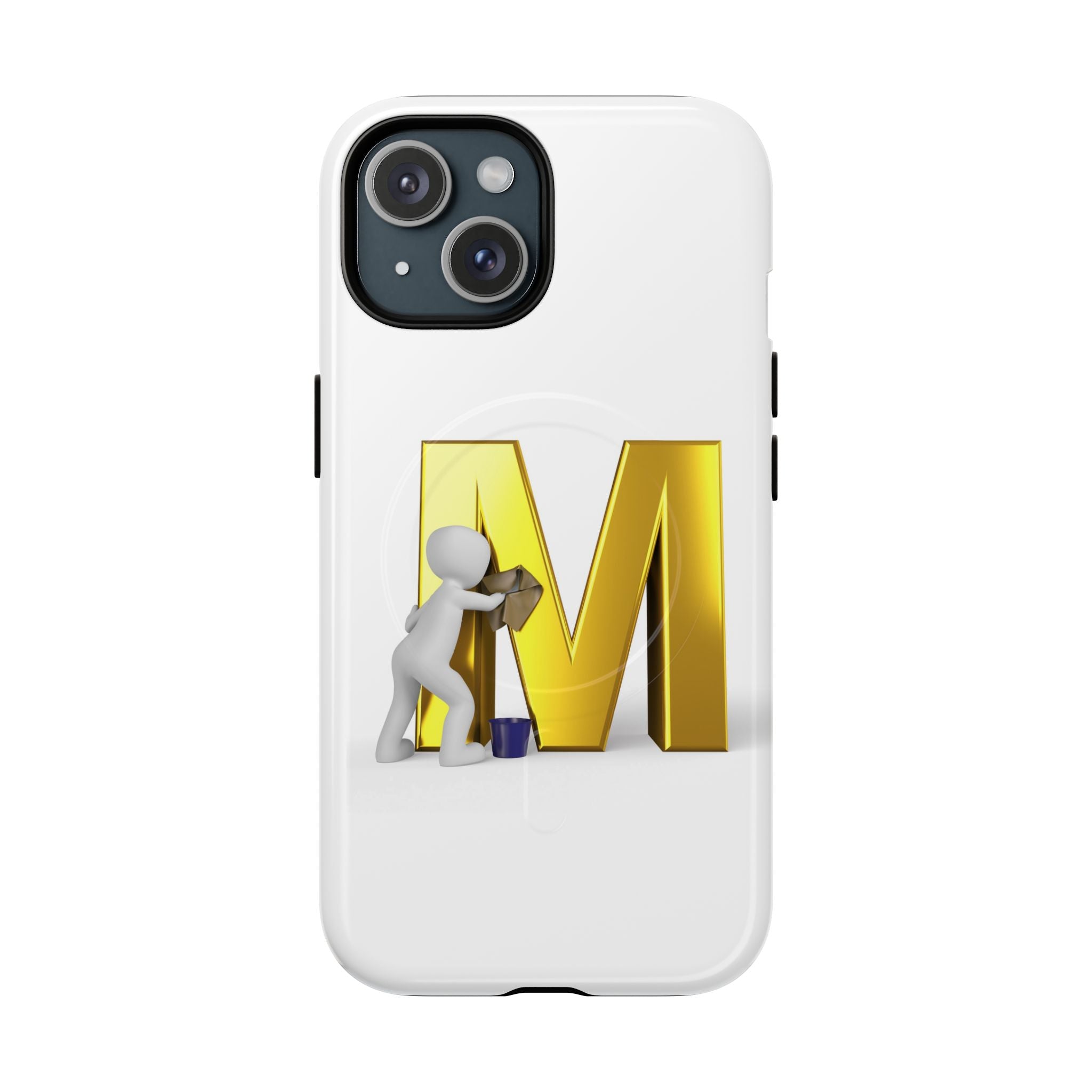 Coque de téléphone aimantée et robuste avec lettre M dorée | Coque magnétique résistante