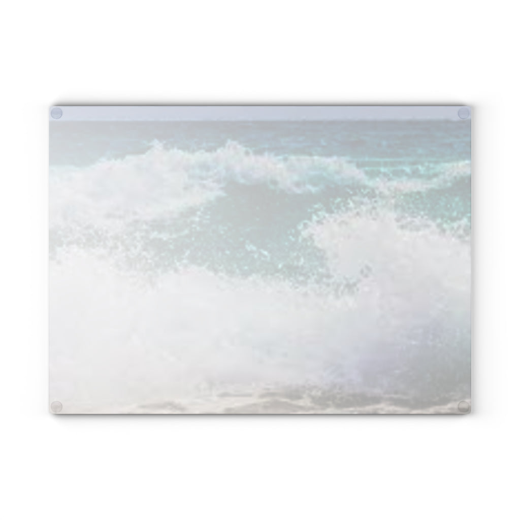 Ocean Wave Glass Cutting Board | Sea Shore Kitchen Decor, Coastal Art