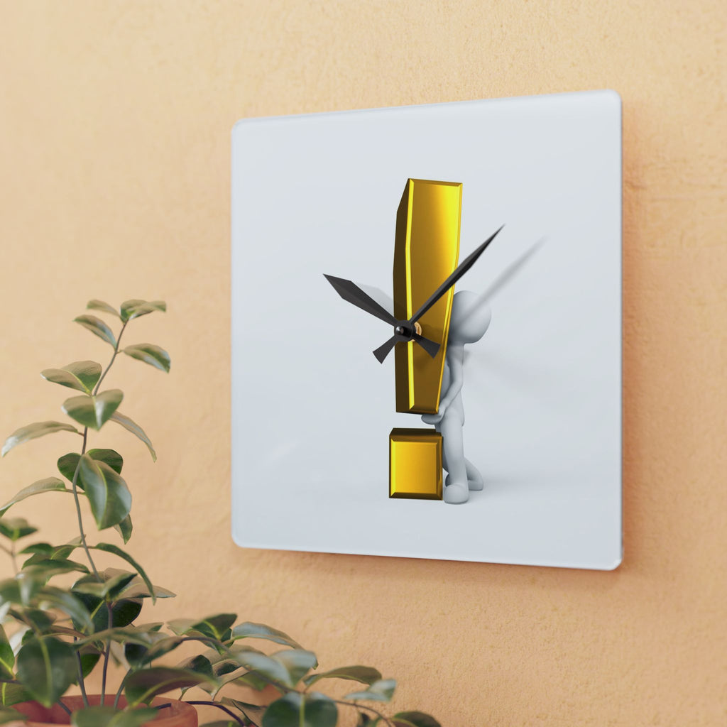 Gold Exclamation Mark Acrylic Wall Clock | Modern Accent, Minimalist Decor