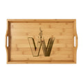 Monogram Letter W Bamboo Serving Tray | Engraved Wooden Tray