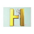 Gold Letter H with Figure Glass Cutting Board | Monogram Initial Kitchen Decor